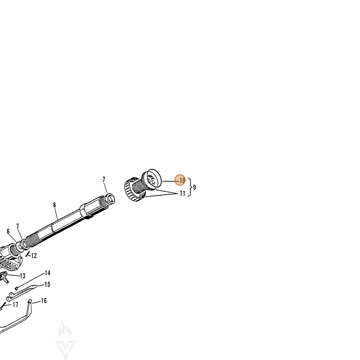 ECHO part 7001230018 — IPL diagram snippet (6x zoom, amber highlight)