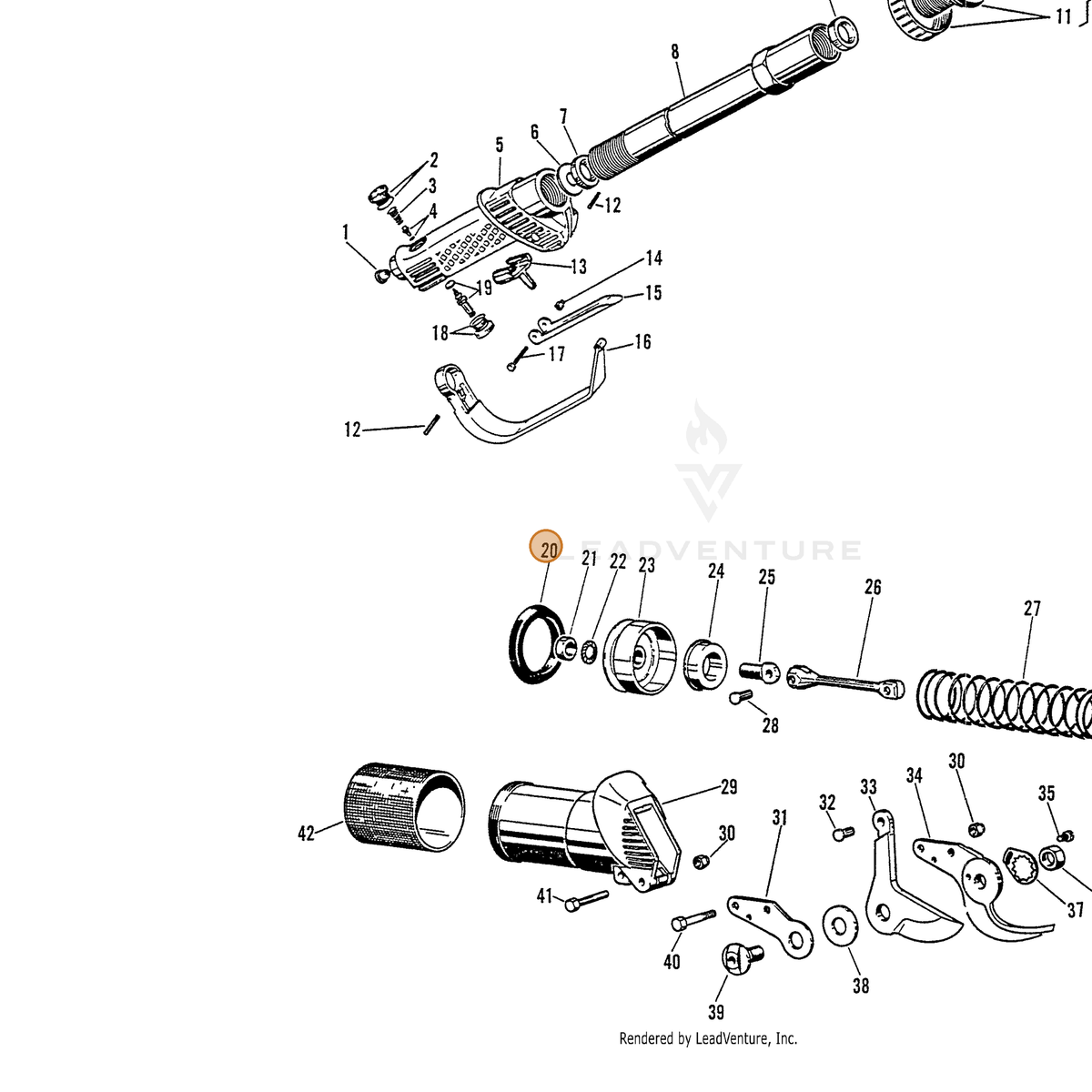 ECHO part 7001230102 — IPL diagram snippet (6x zoom, amber highlight)
