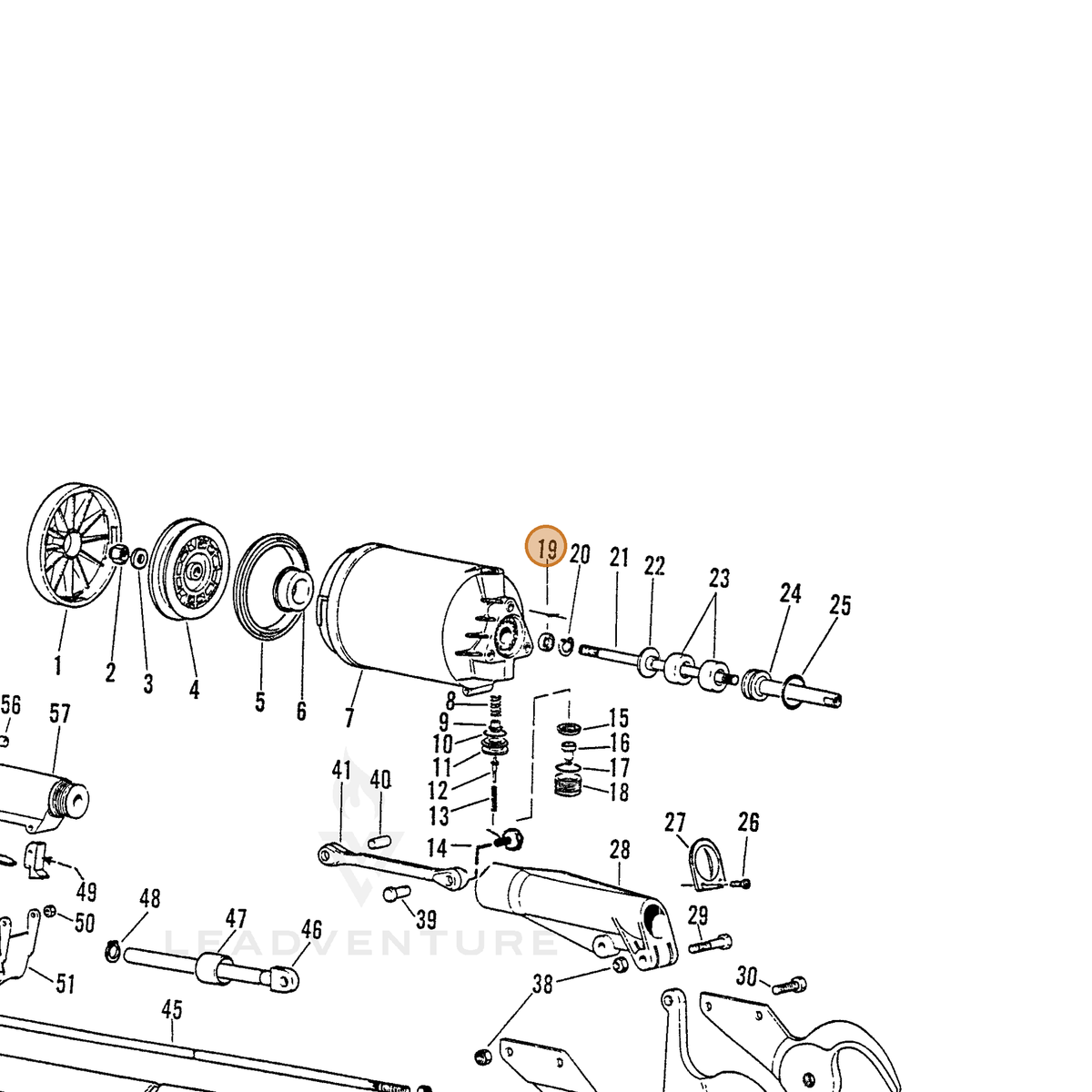 ECHO part 7001230124 — IPL diagram snippet (6x zoom, amber highlight)