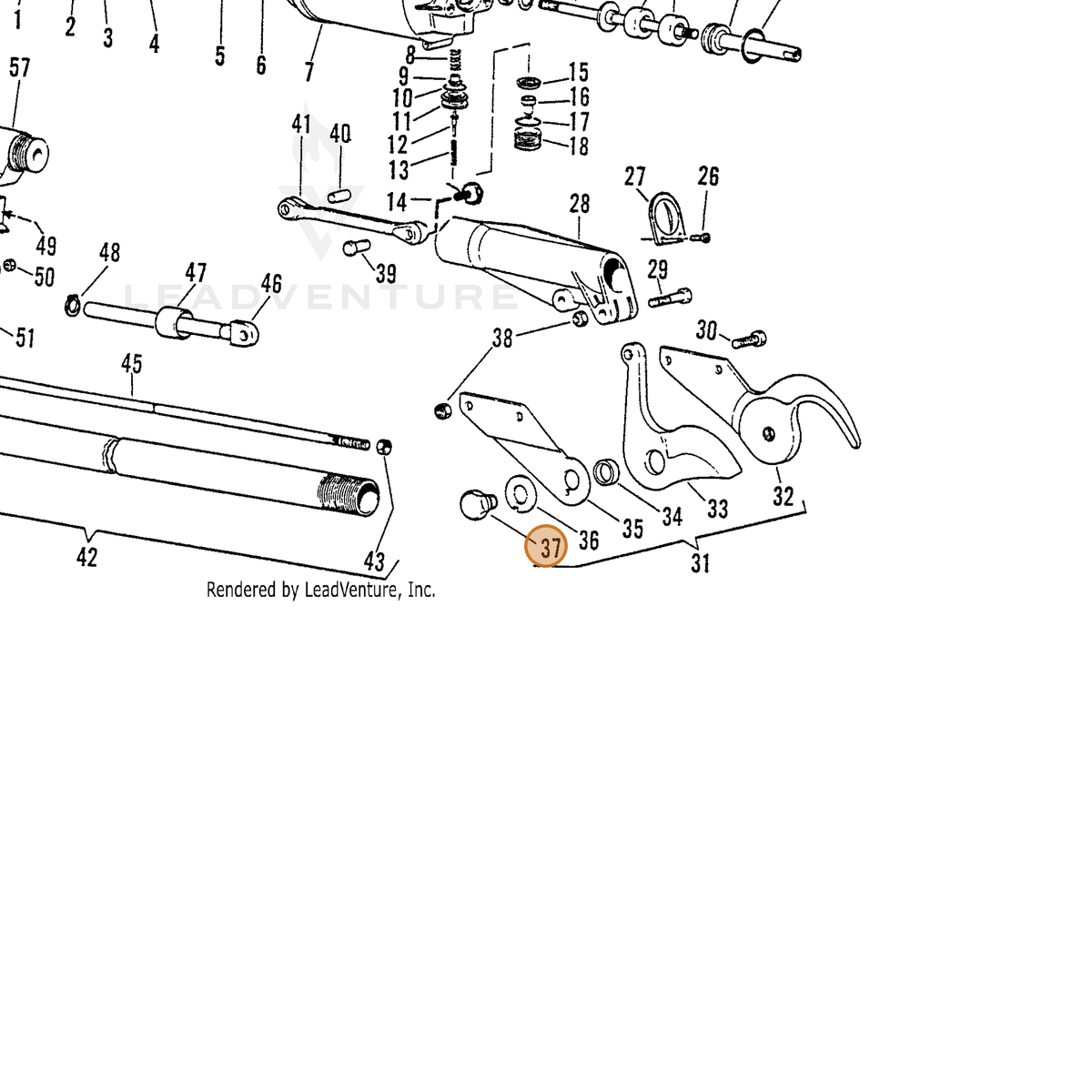 ECHO part 7001250124 — IPL diagram snippet (6x zoom, amber highlight)