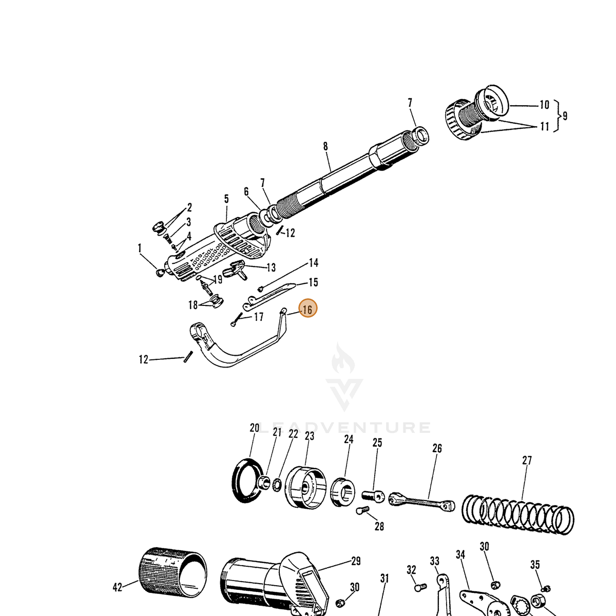ECHO part 7001320111 — IPL diagram snippet (6x zoom, amber highlight)