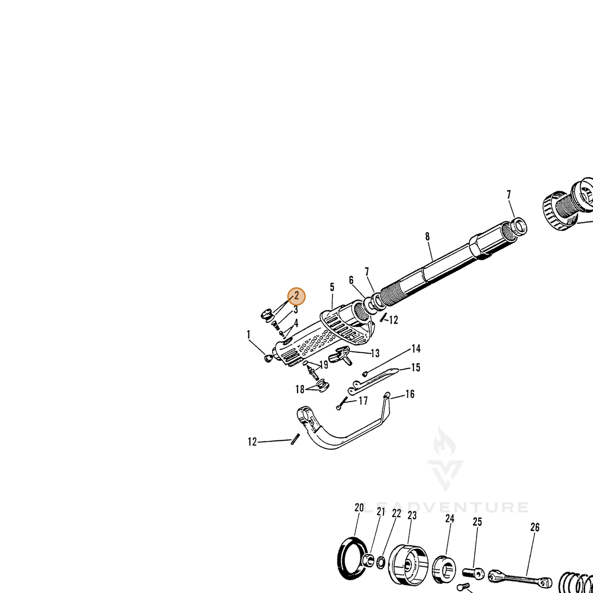 ECHO part 7001330110 — IPL diagram snippet (6x zoom, amber highlight)
