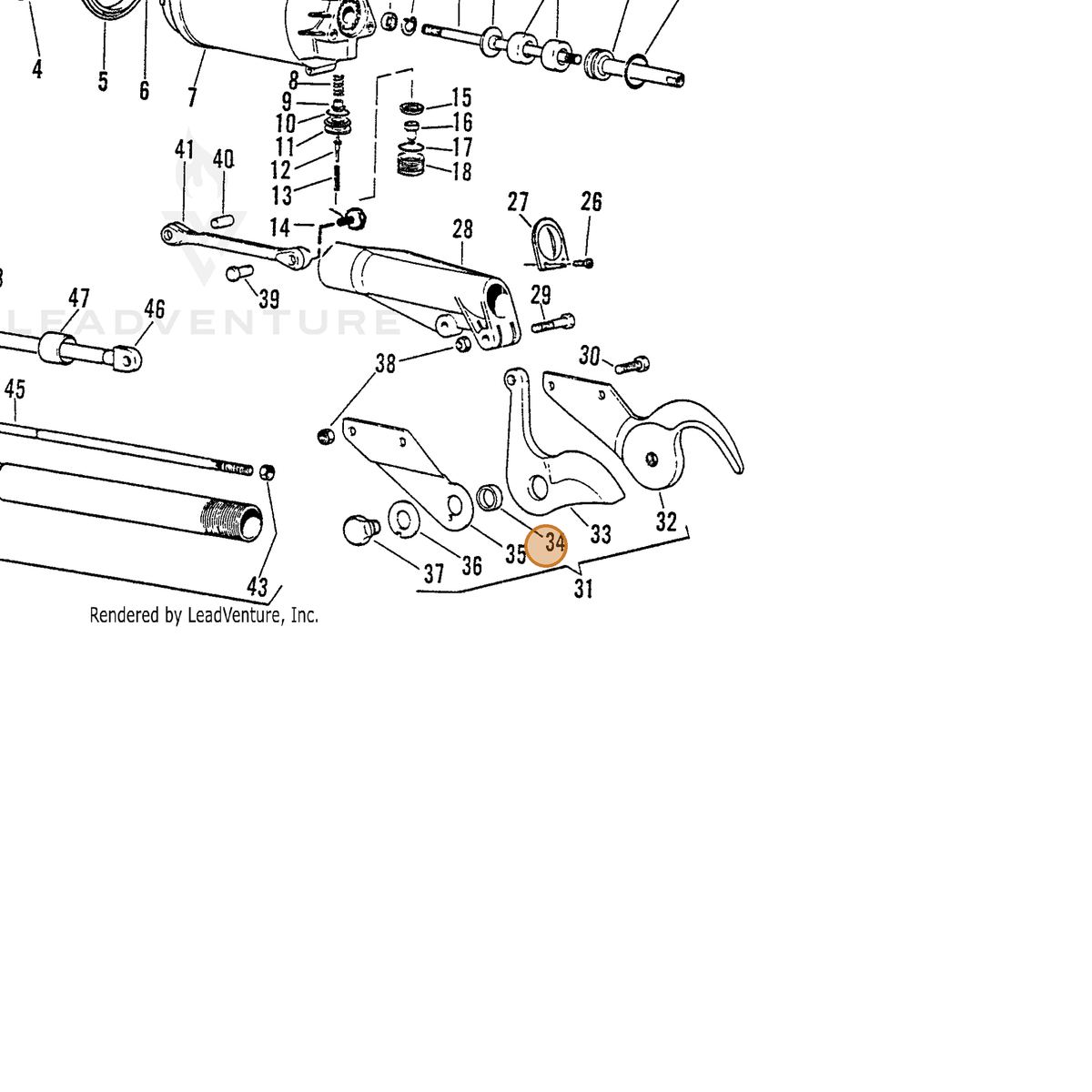 ECHO part 7001340103 — IPL diagram snippet (6x zoom, amber highlight)