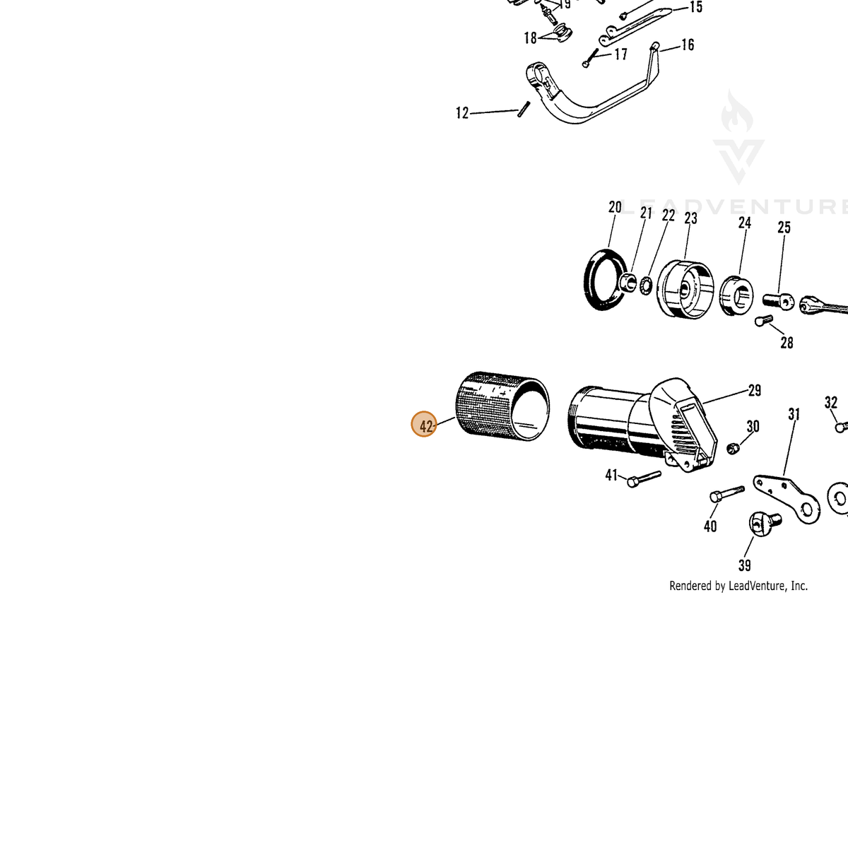 ECHO part 7001410104 — IPL diagram snippet (6x zoom, amber highlight)