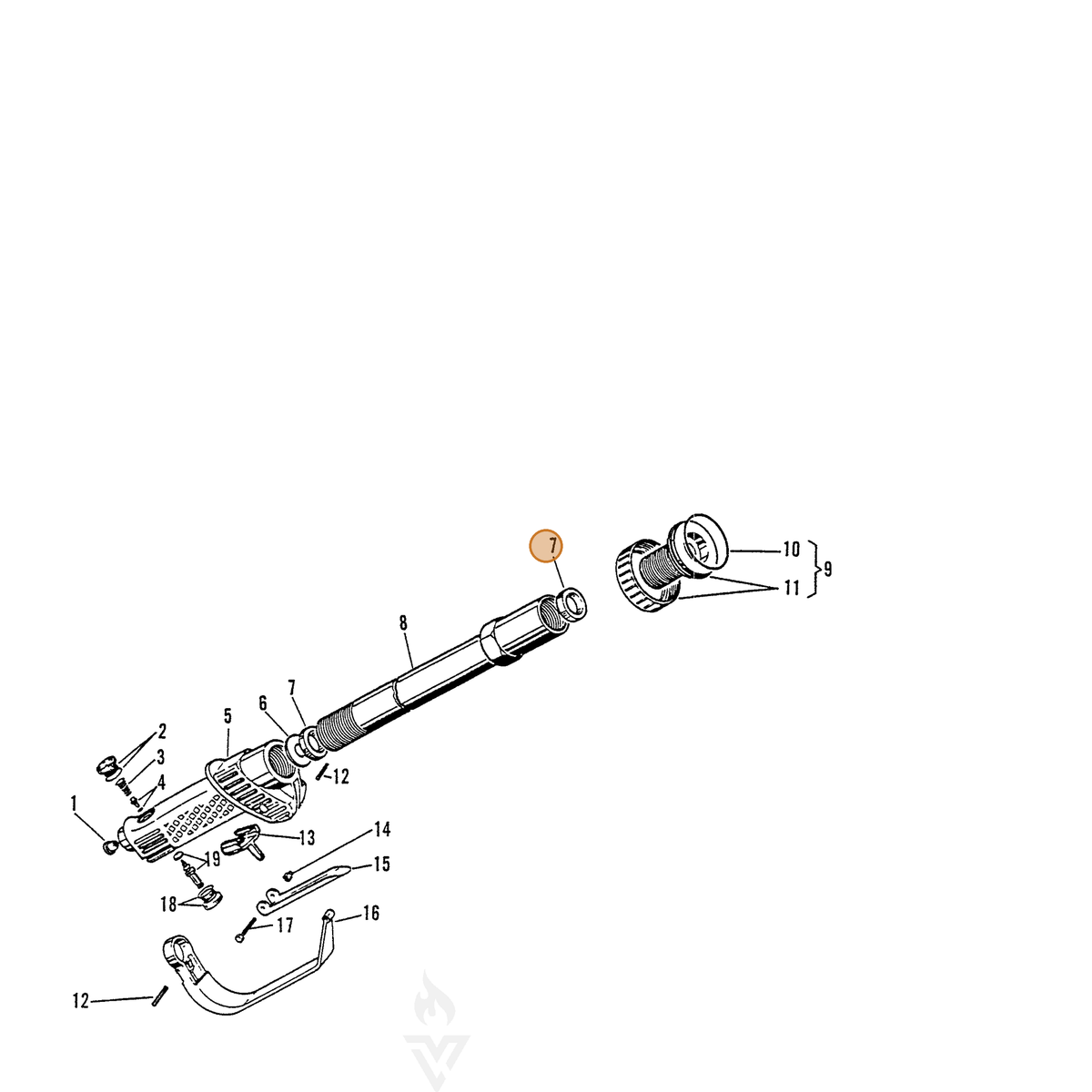 ECHO part 7001420102 — IPL diagram snippet (6x zoom, amber highlight)
