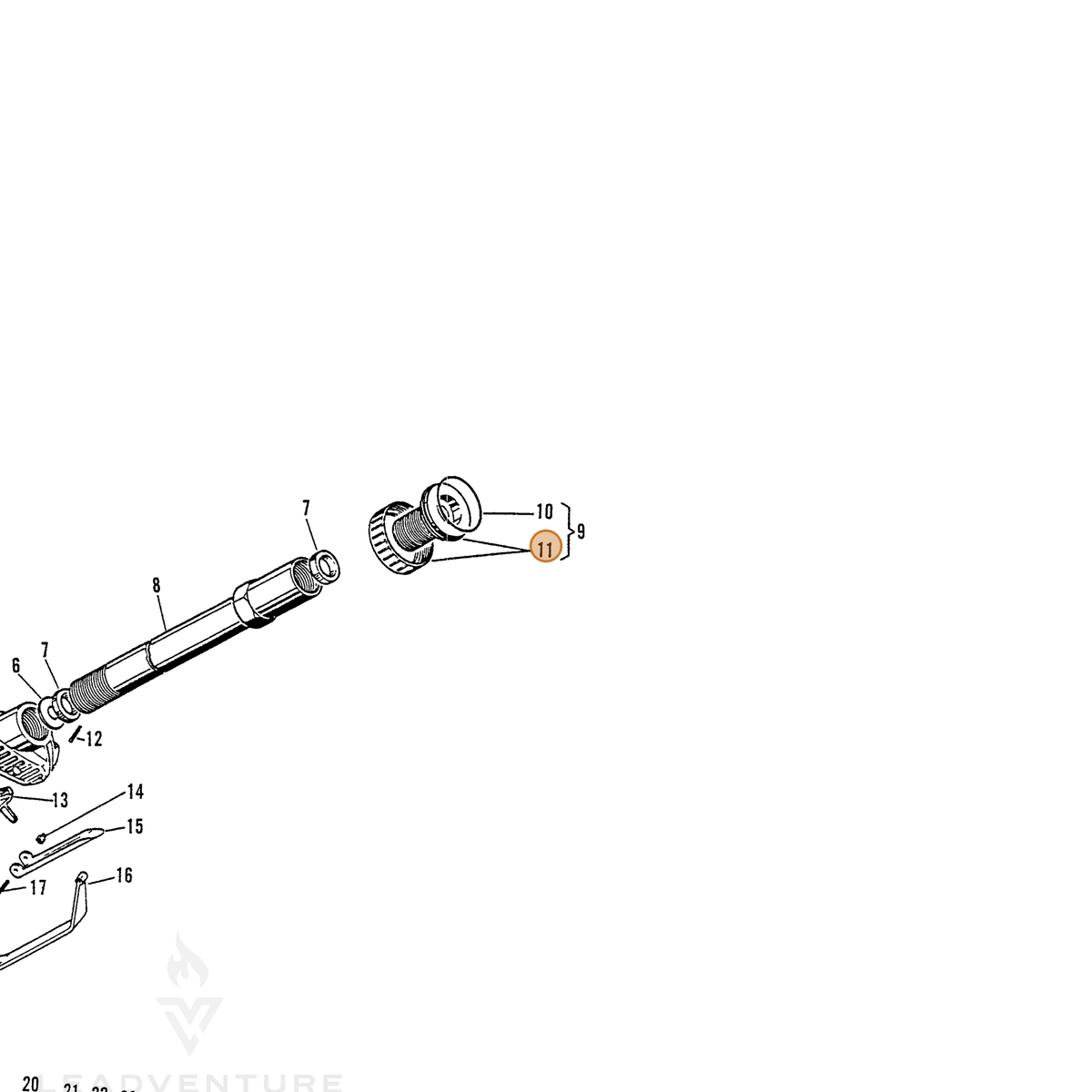 ECHO part 7001660117 — IPL diagram snippet (6x zoom, amber highlight)