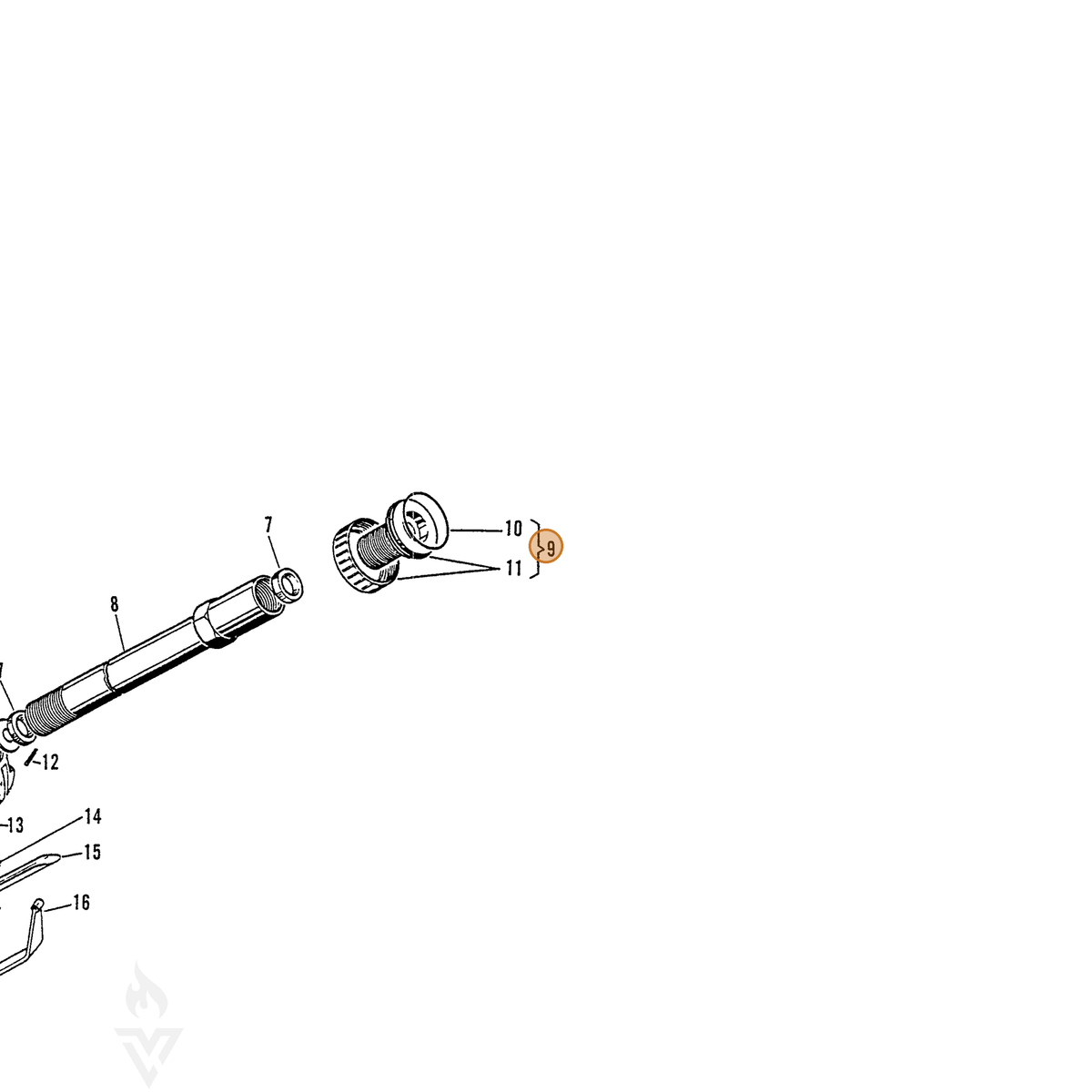 ECHO part 7001660123 — IPL diagram snippet (6x zoom, amber highlight)
