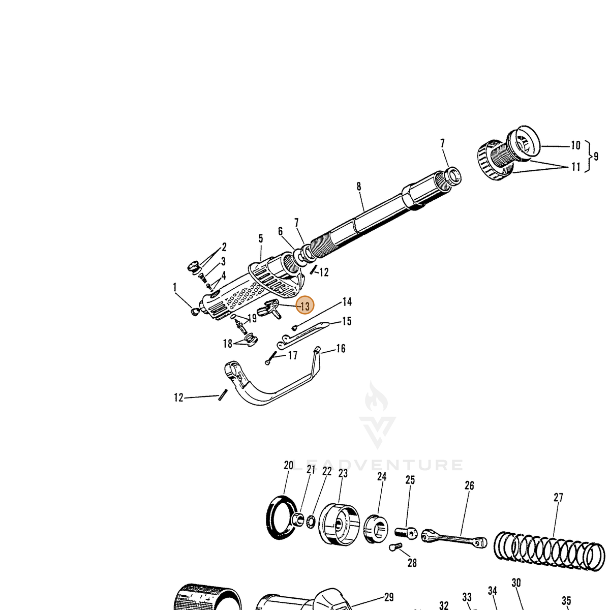 ECHO part 7001680104 — IPL diagram snippet (6x zoom, amber highlight)