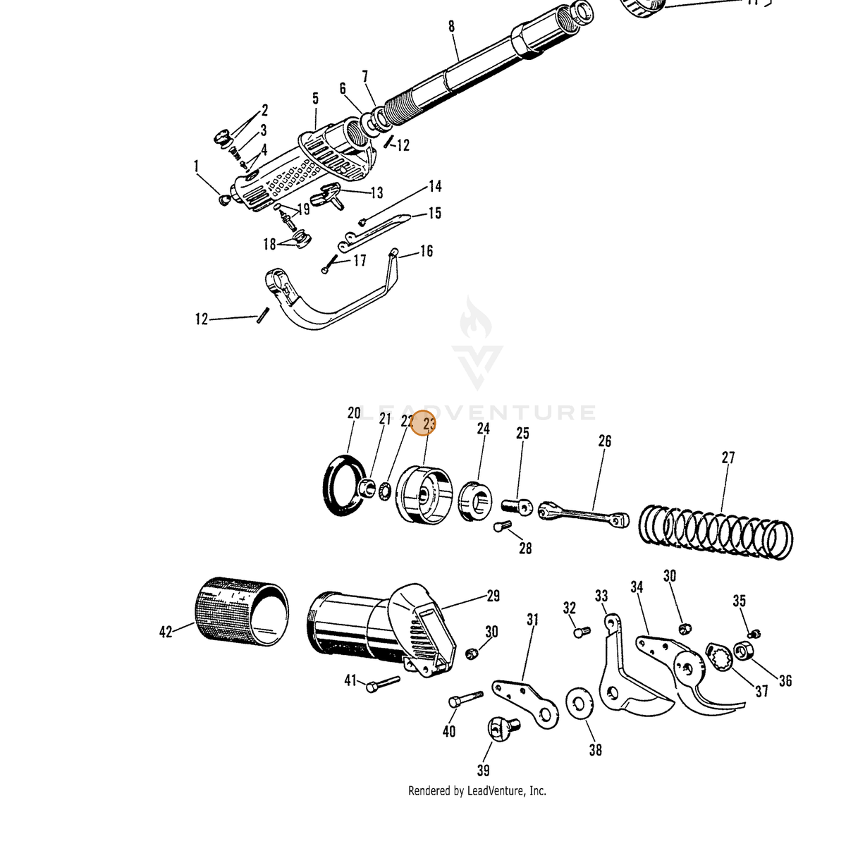 ECHO part 7001690122 — IPL diagram snippet (6x zoom, amber highlight)