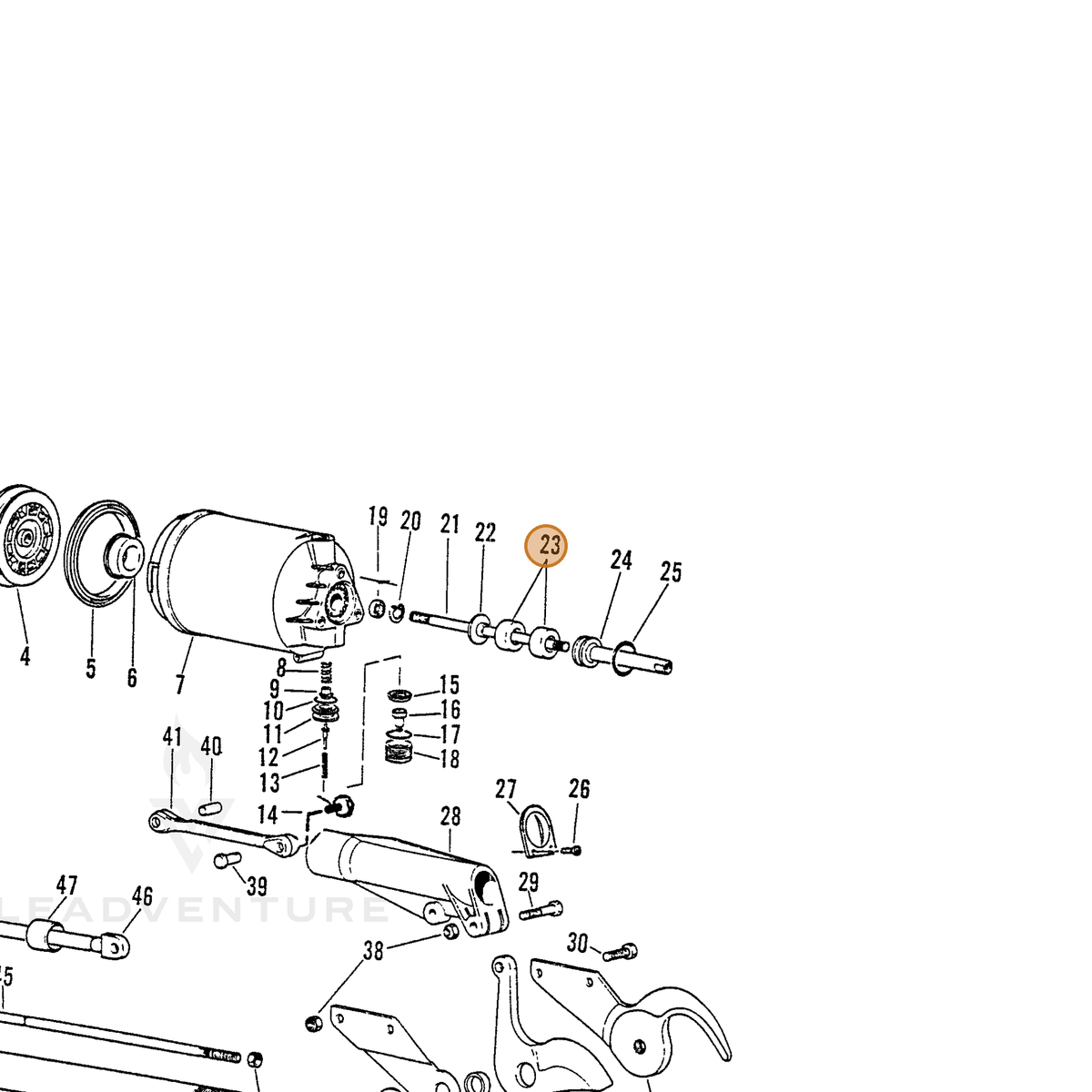ECHO part 7001730103 — IPL diagram snippet (6x zoom, amber highlight)