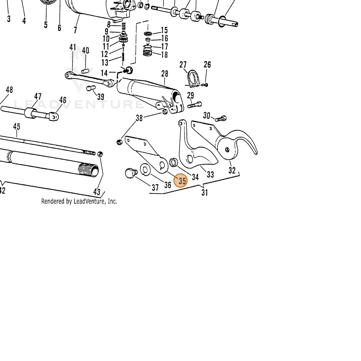 ECHO part 7001740104 — IPL diagram snippet (6x zoom, amber highlight)