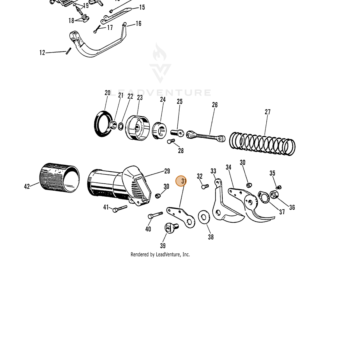 ECHO part 7001740105 — IPL diagram snippet (6x zoom, amber highlight)