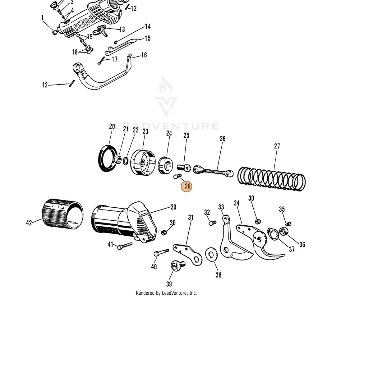 ECHO part 7001770101 — IPL diagram snippet (6x zoom, amber highlight)