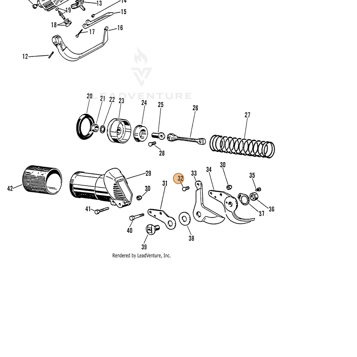 ECHO part 7001770102 — IPL diagram snippet (6x zoom, amber highlight)