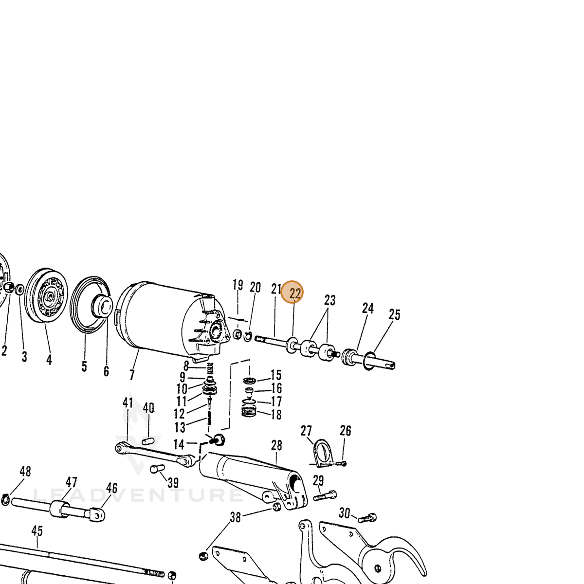 ECHO part 7001840100 — IPL diagram snippet (6x zoom, amber highlight)