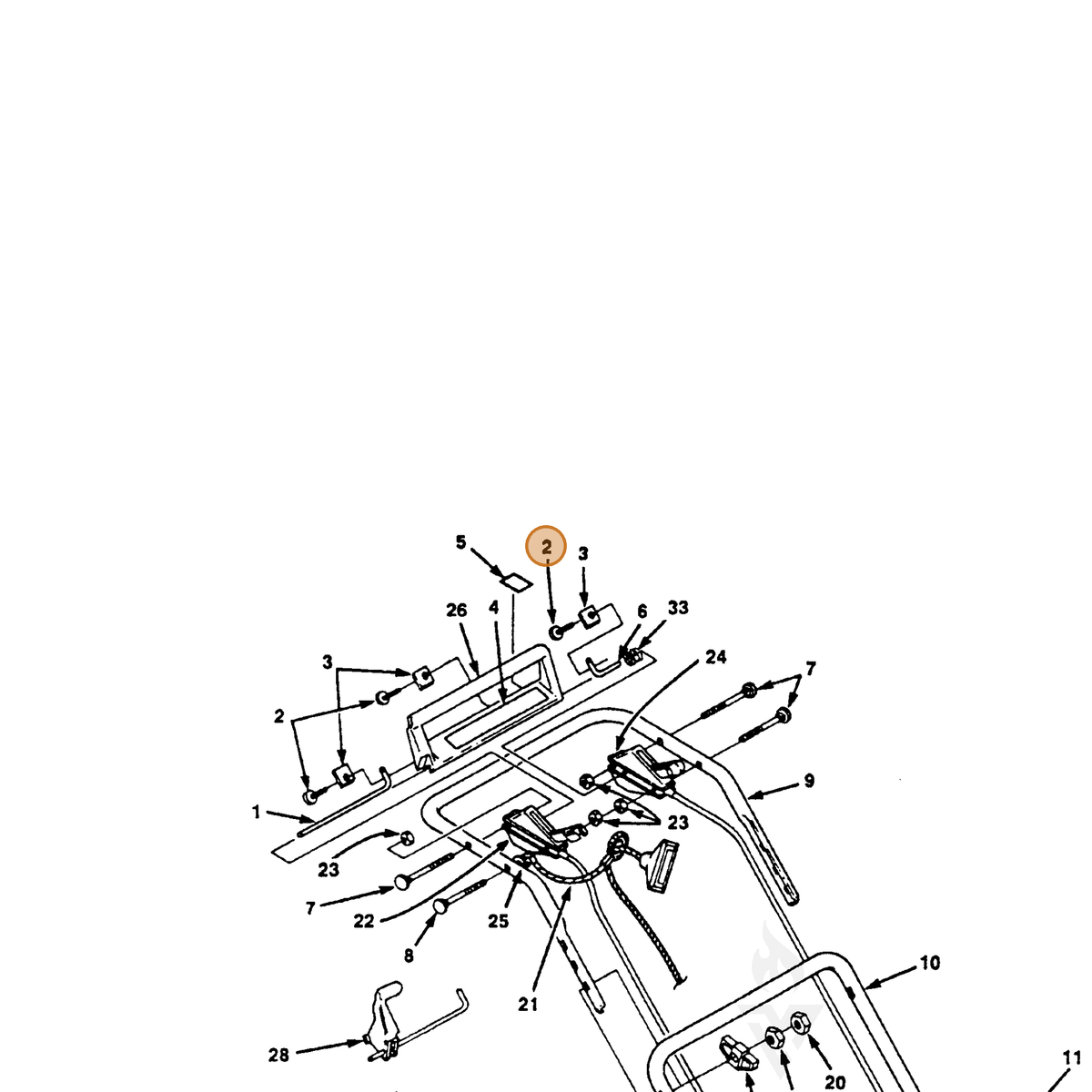 ECHO part 700408881 — IPL diagram snippet (6x zoom, amber highlight)