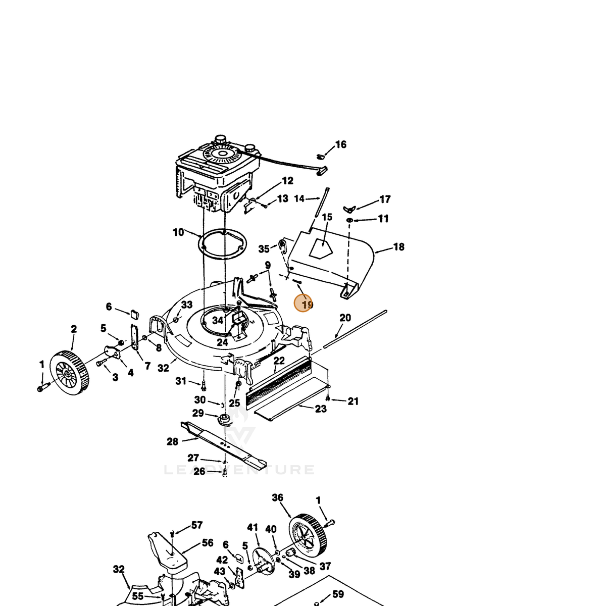 ECHO part 700460014 — IPL diagram snippet (6x zoom, amber highlight)