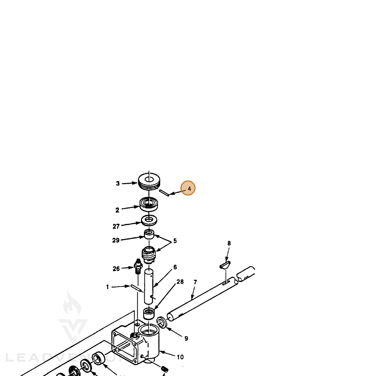 ECHO part 700461414 — IPL diagram snippet (6x zoom, amber highlight)
