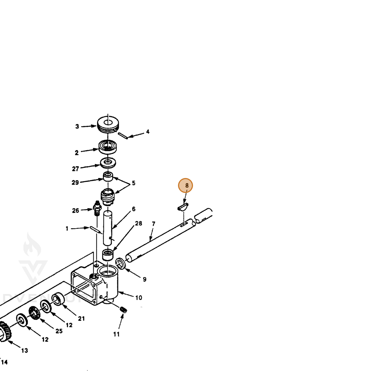 ECHO part 700463101 — IPL diagram snippet (6x zoom, amber highlight)
