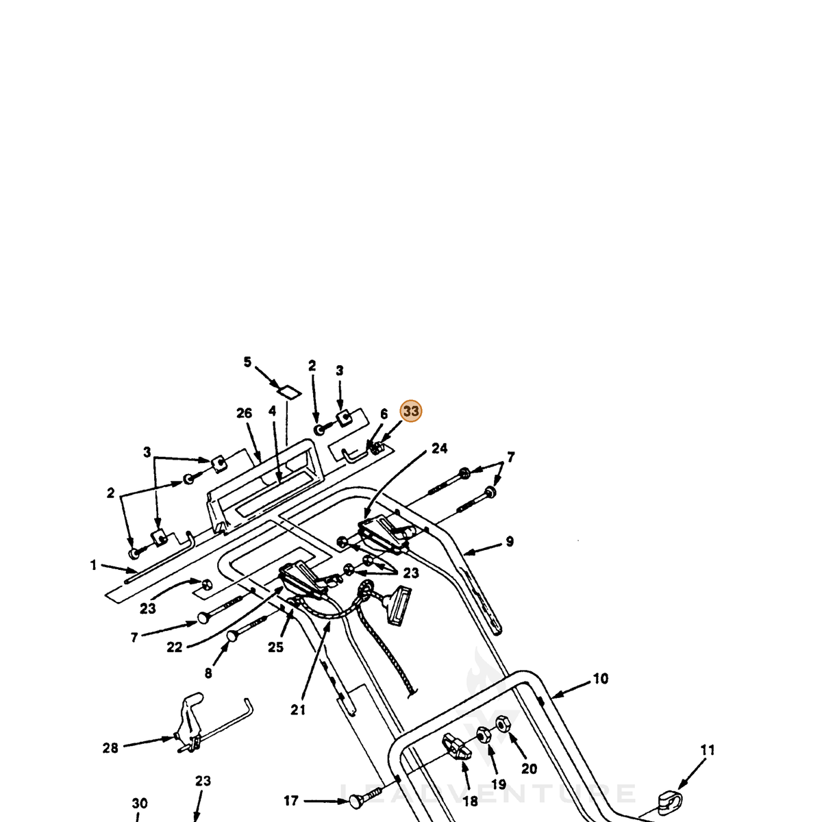 ECHO part 700990141 — IPL diagram snippet (6x zoom, amber highlight)