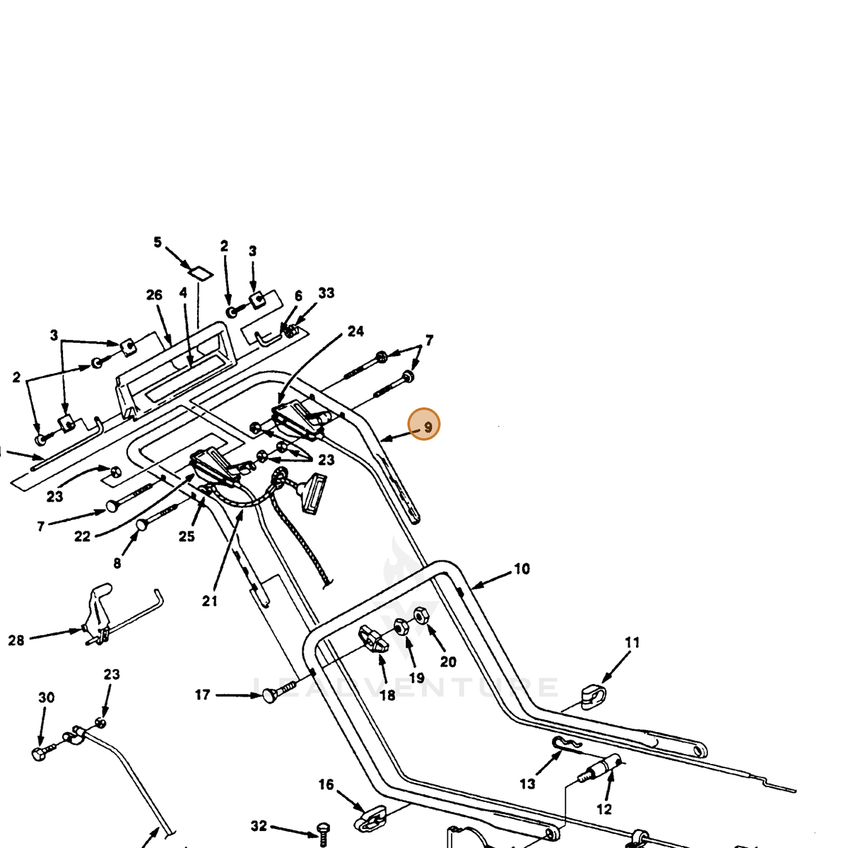 ECHO part 700992350 — IPL diagram snippet (6x zoom, amber highlight)