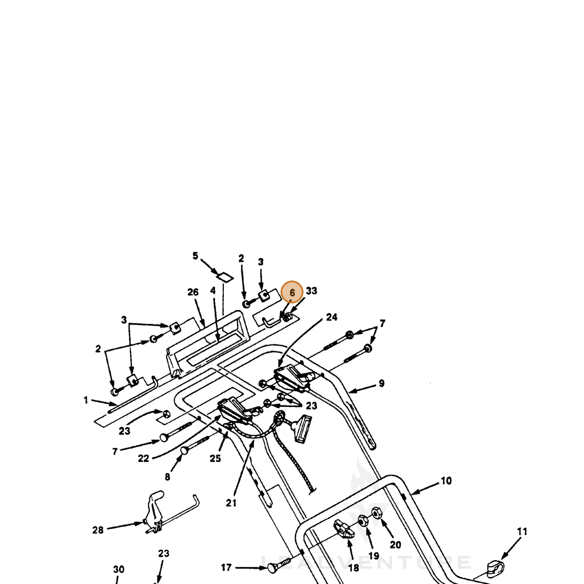 ECHO part 700992560 — IPL diagram snippet (6x zoom, amber highlight)