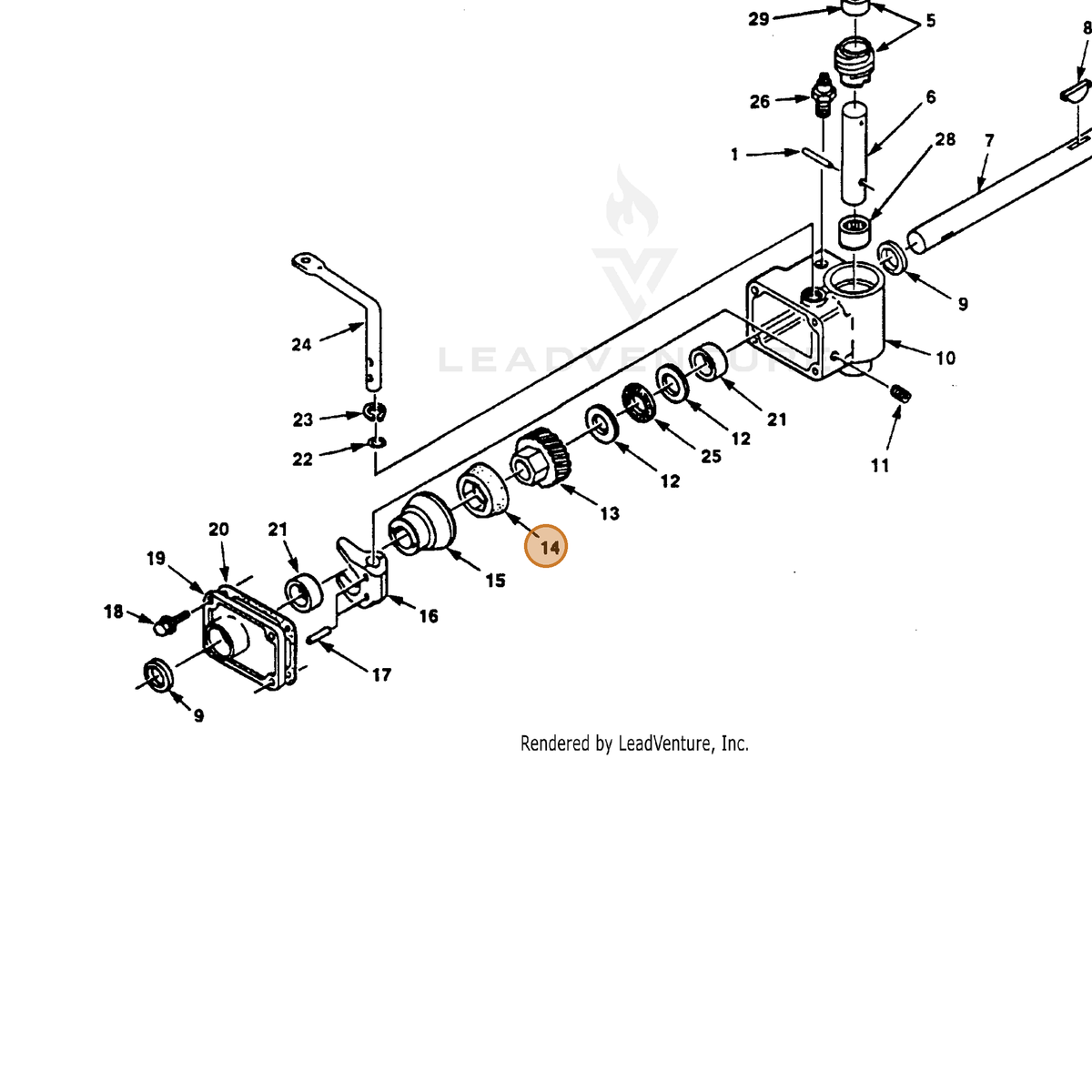ECHO part 700992780 — IPL diagram snippet (6x zoom, amber highlight)