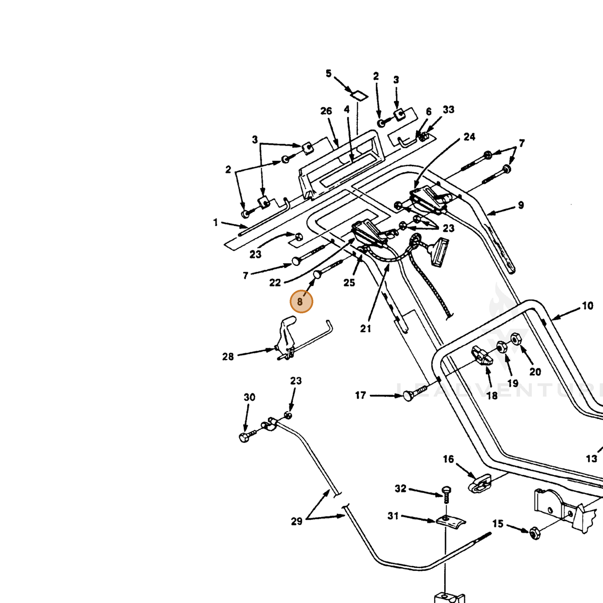 ECHO part 700992930 — IPL diagram snippet (6x zoom, amber highlight)