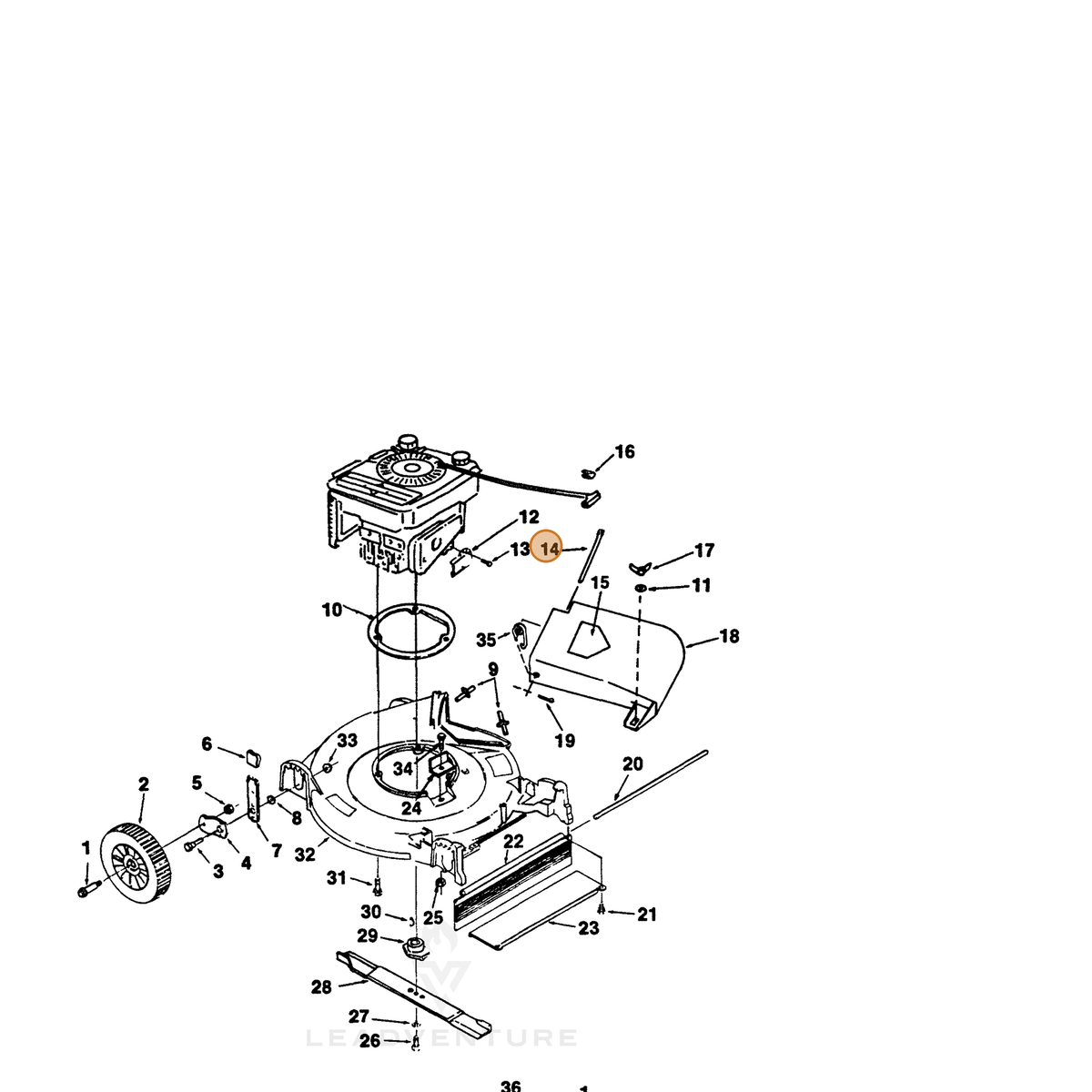 ECHO part 700992958 — IPL diagram snippet (6x zoom, amber highlight)