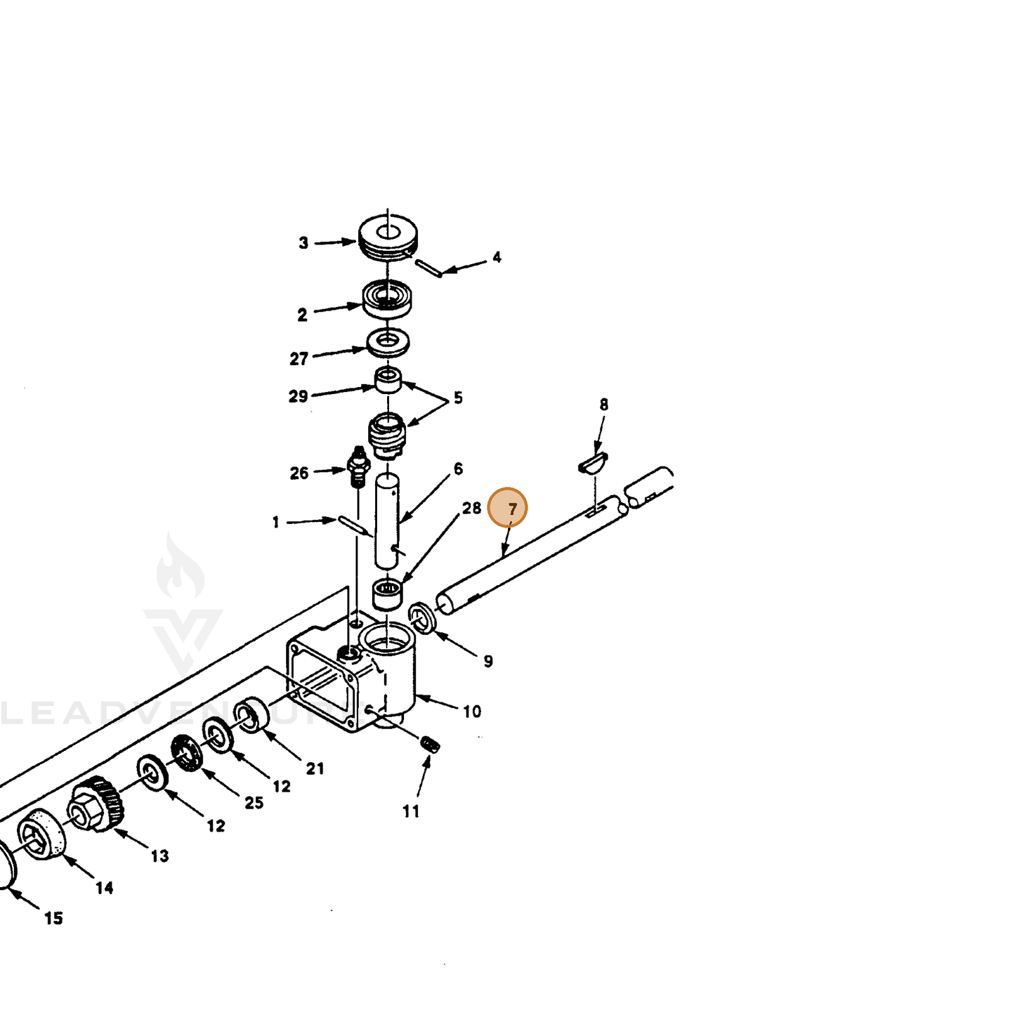 ECHO part 700992980 — IPL diagram snippet (6x zoom, amber highlight)
