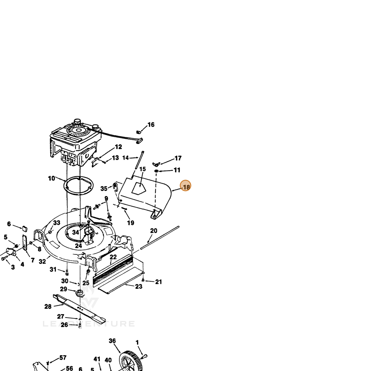 ECHO part 700992998 — IPL diagram snippet (6x zoom, amber highlight)