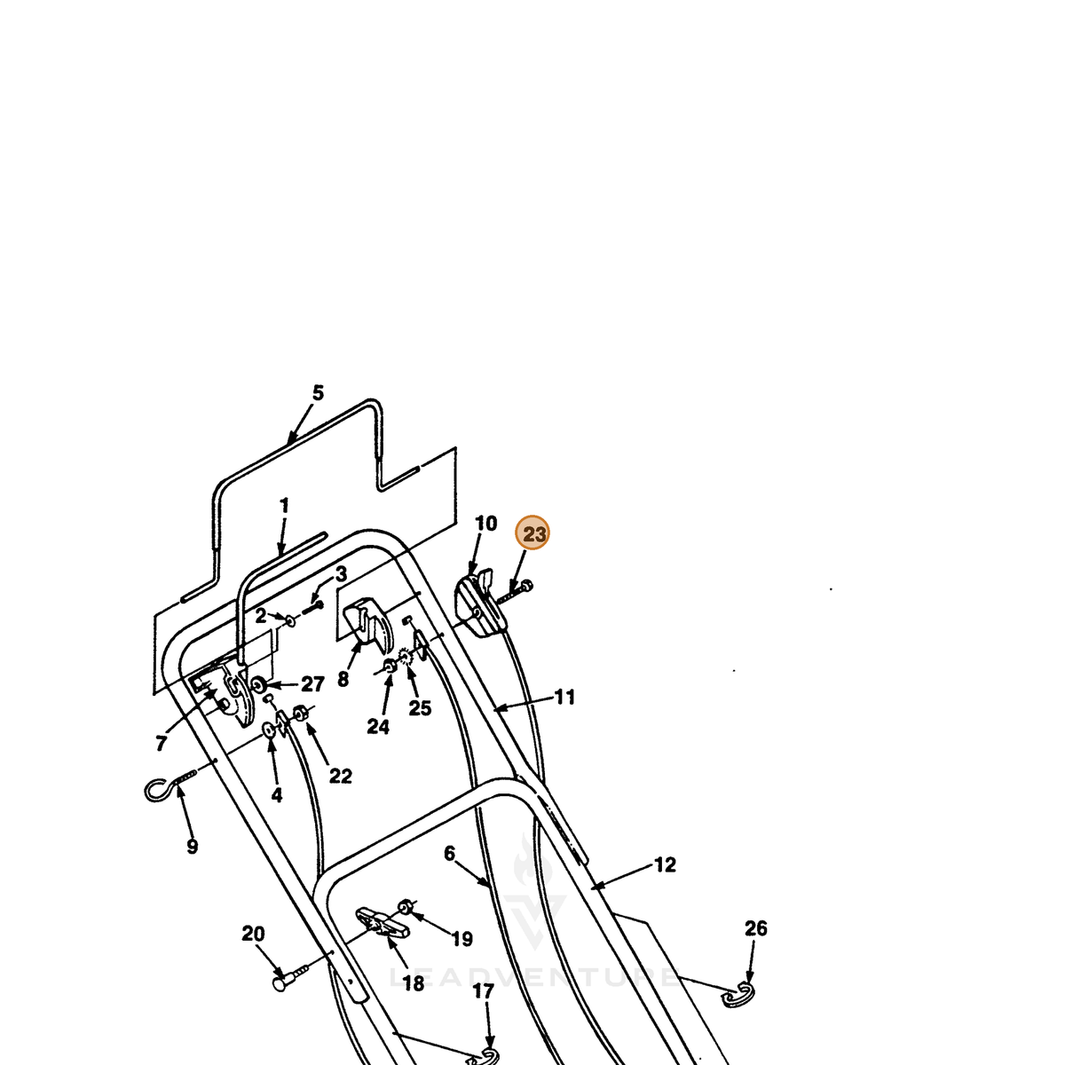 ECHO part 700993197 — IPL diagram snippet (6x zoom, amber highlight)