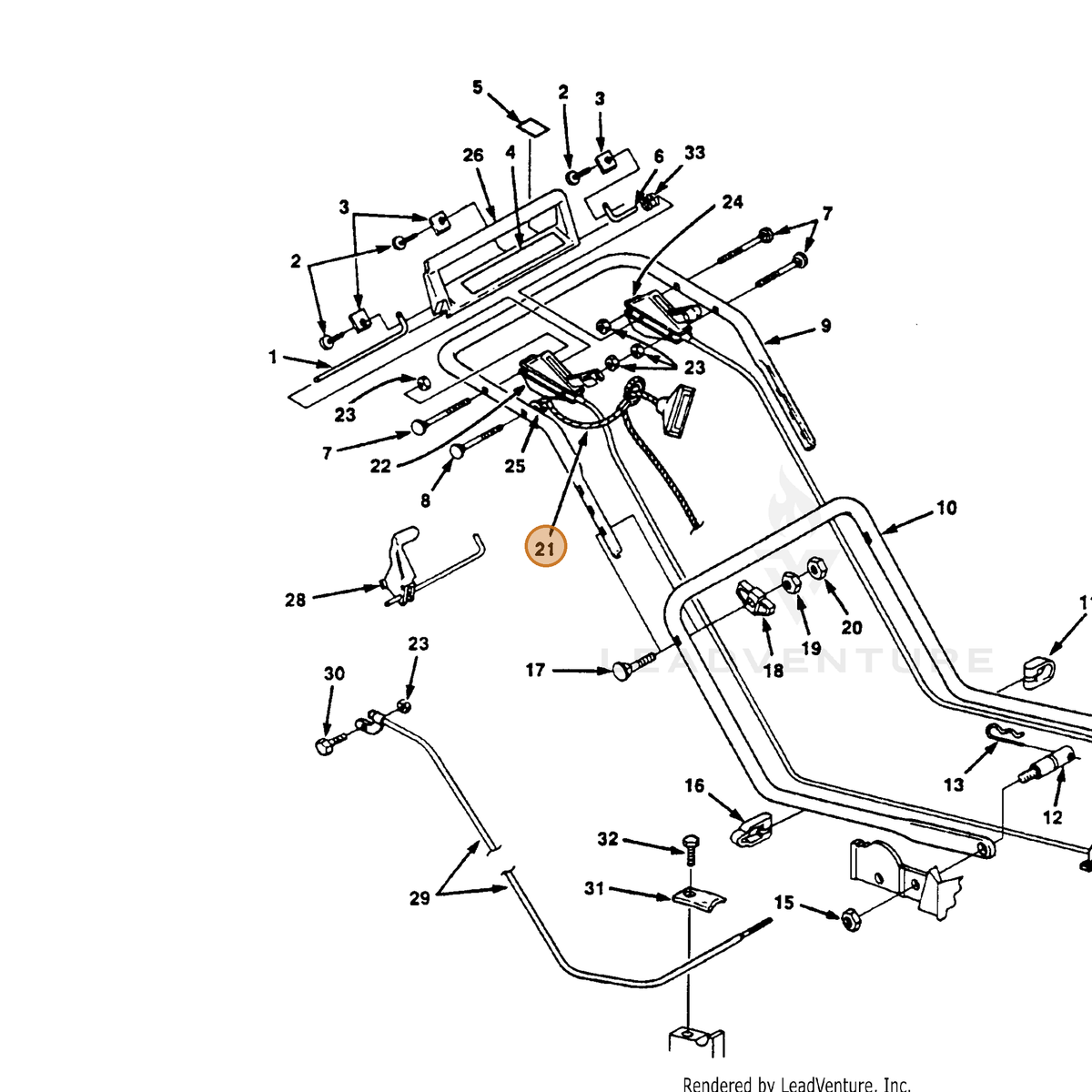 ECHO part 700995390 — IPL diagram snippet (6x zoom, amber highlight)