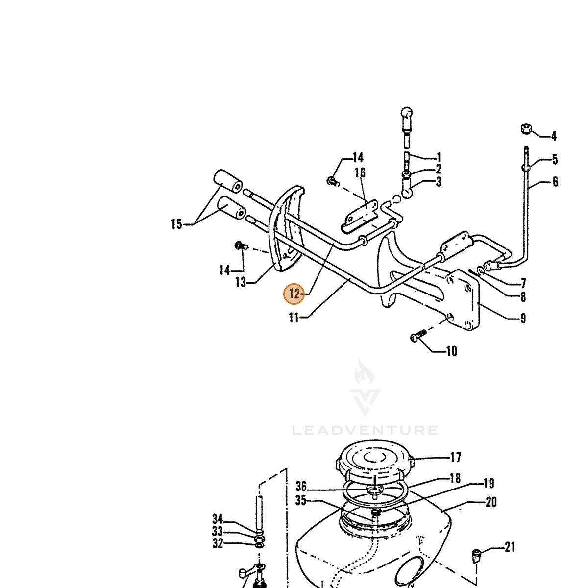 ECHO part 70100501110 — IPL diagram snippet (6x zoom, amber highlight)