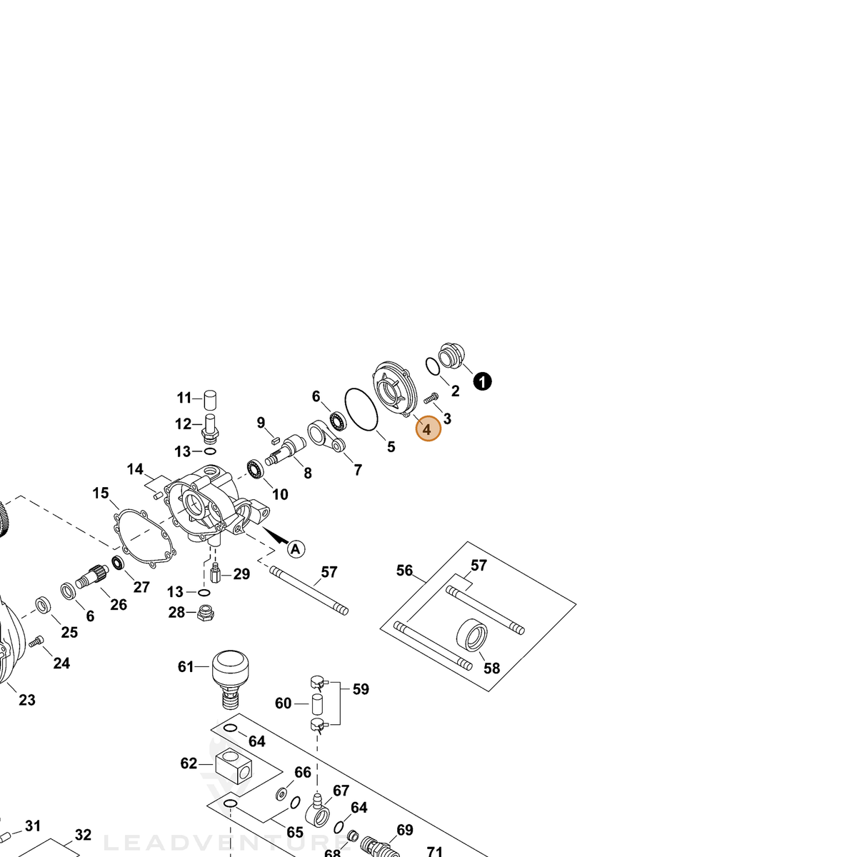 ECHO part 70602003742 — IPL diagram snippet (6x zoom, amber highlight)
