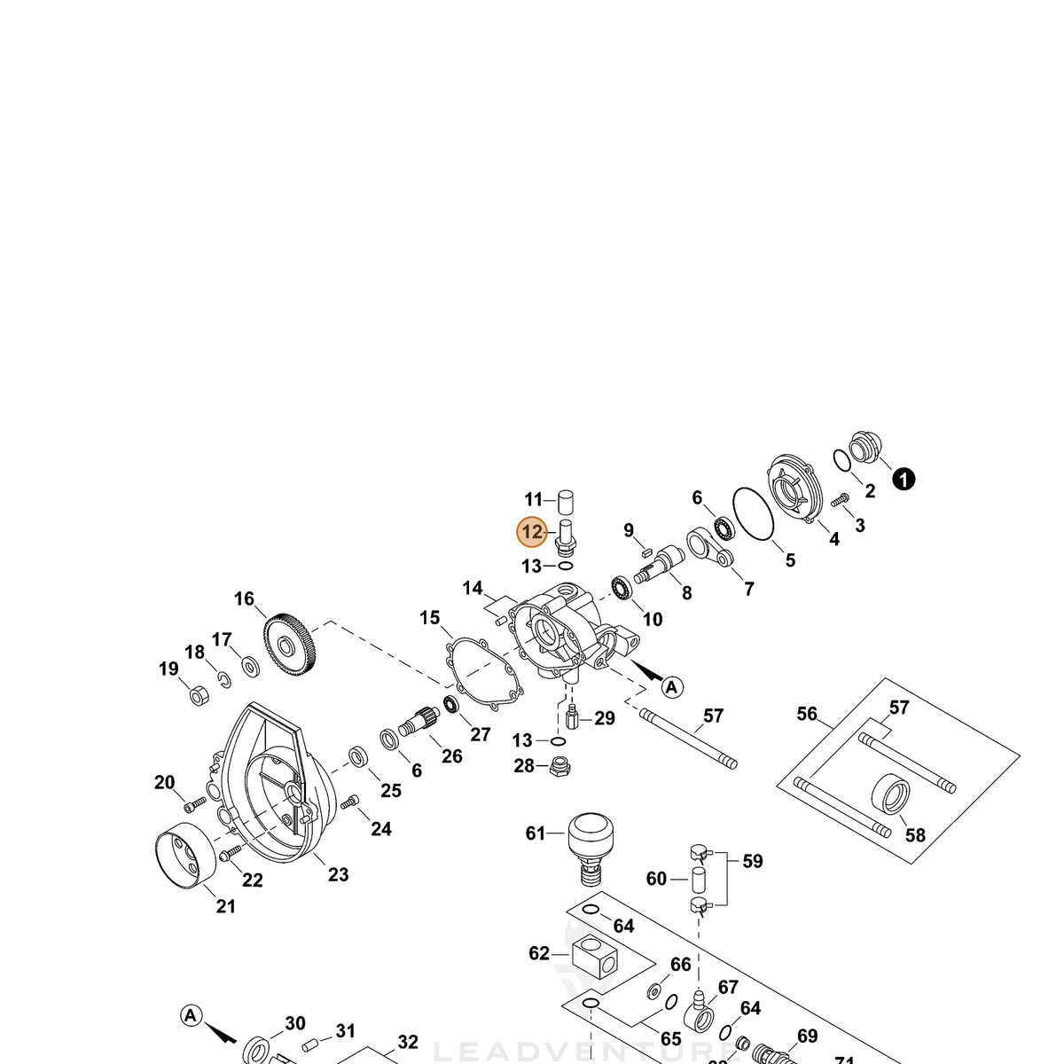 ECHO part 70602006920 — IPL diagram snippet (6x zoom, amber highlight)