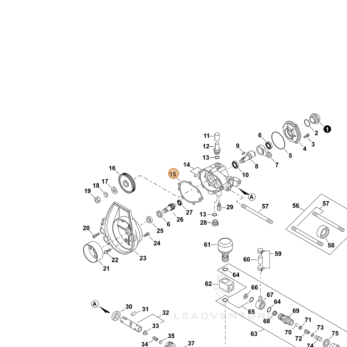 ECHO part 70602010700 — IPL diagram snippet (6x zoom, amber highlight)