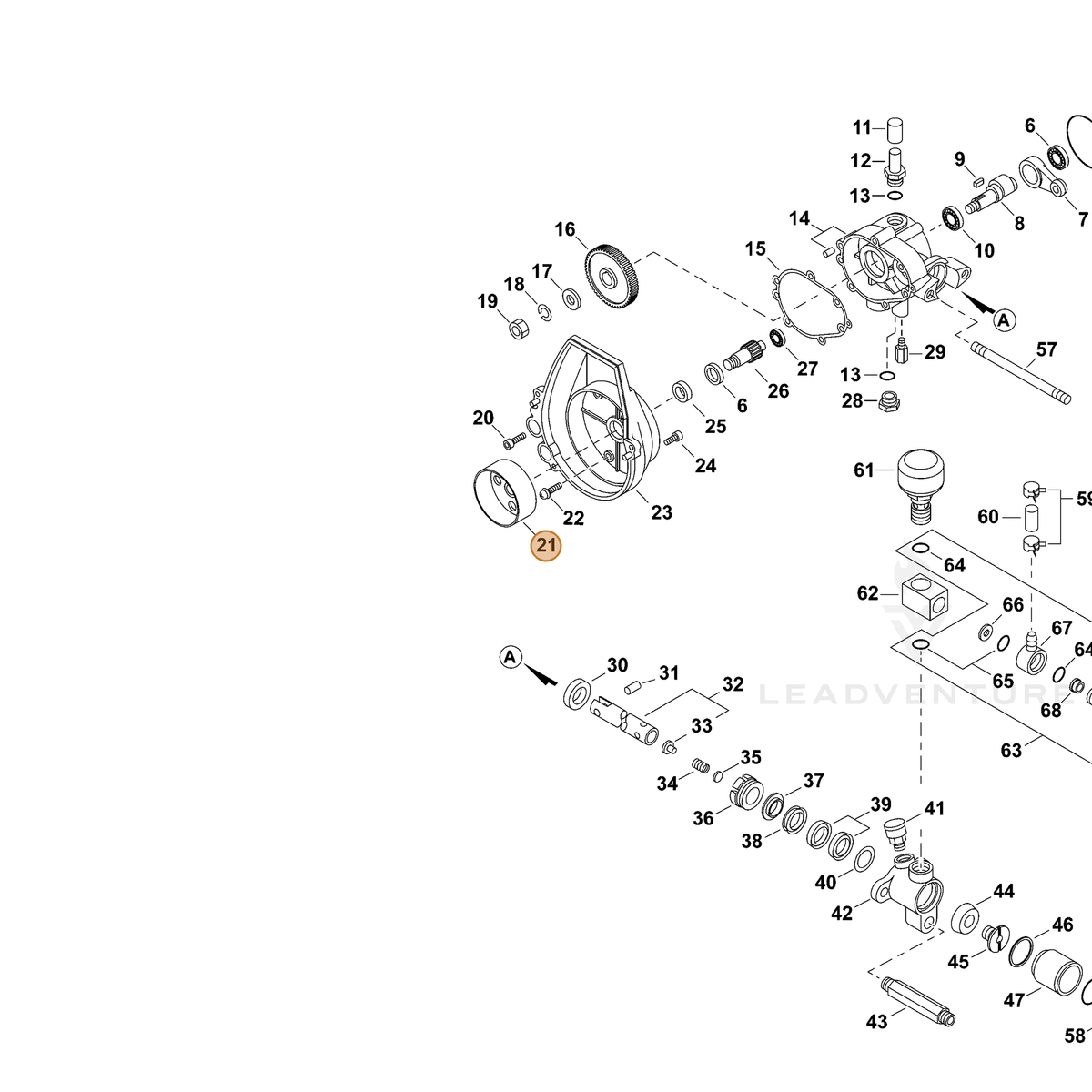 ECHO part 70602013251 — IPL diagram snippet (6x zoom, amber highlight)