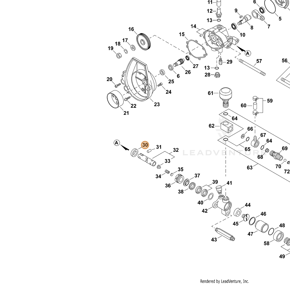 ECHO part 70602016970 — IPL diagram snippet (6x zoom, amber highlight)