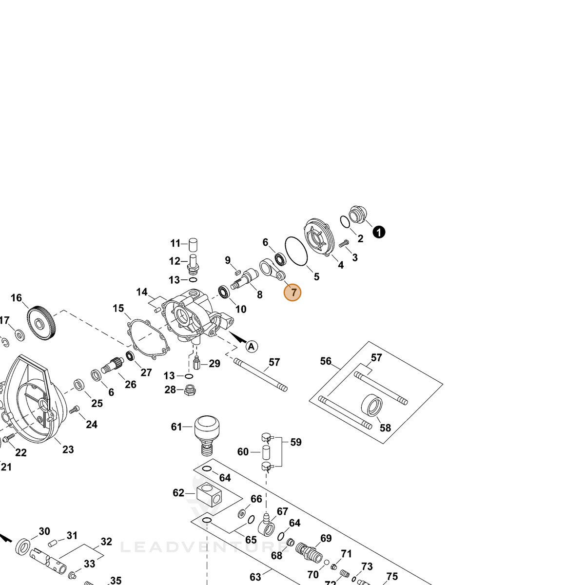 ECHO part 70602018220 — IPL diagram snippet (6x zoom, amber highlight)