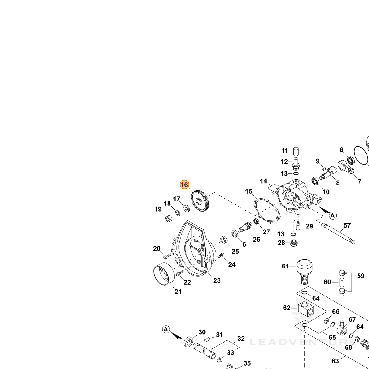 ECHO part 70602022231 — IPL diagram snippet (6x zoom, amber highlight)