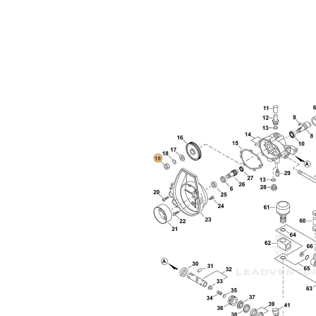 ECHO part 70602025950 — IPL diagram snippet (6x zoom, amber highlight)