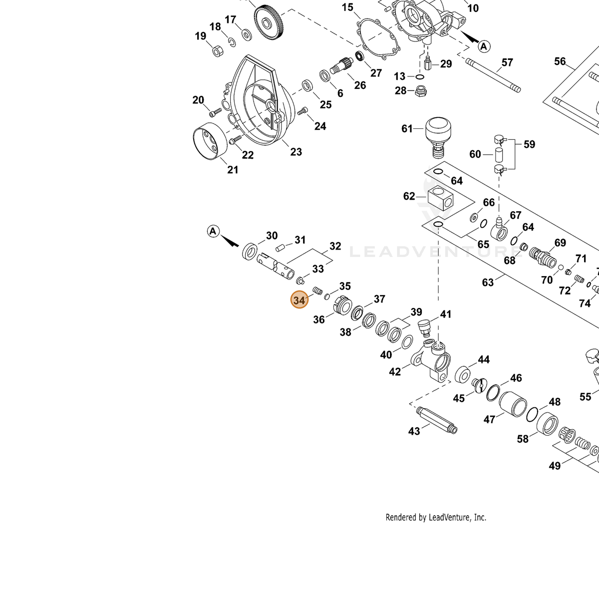 ECHO part 70602032010 — IPL diagram snippet (6x zoom, amber highlight)