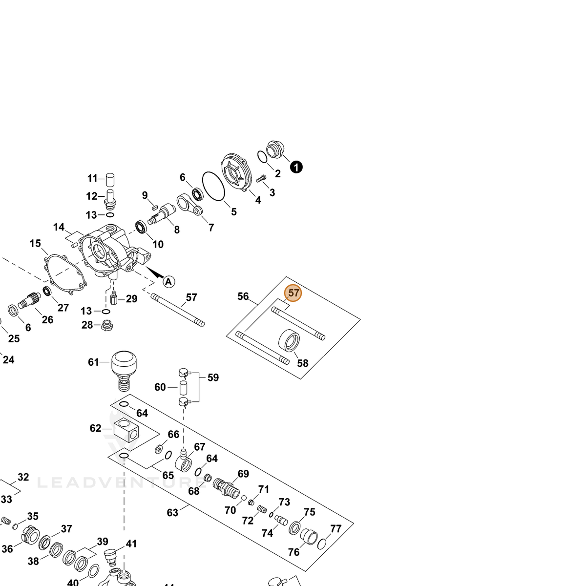 ECHO part 70602036951 — IPL diagram snippet (6x zoom, amber highlight)