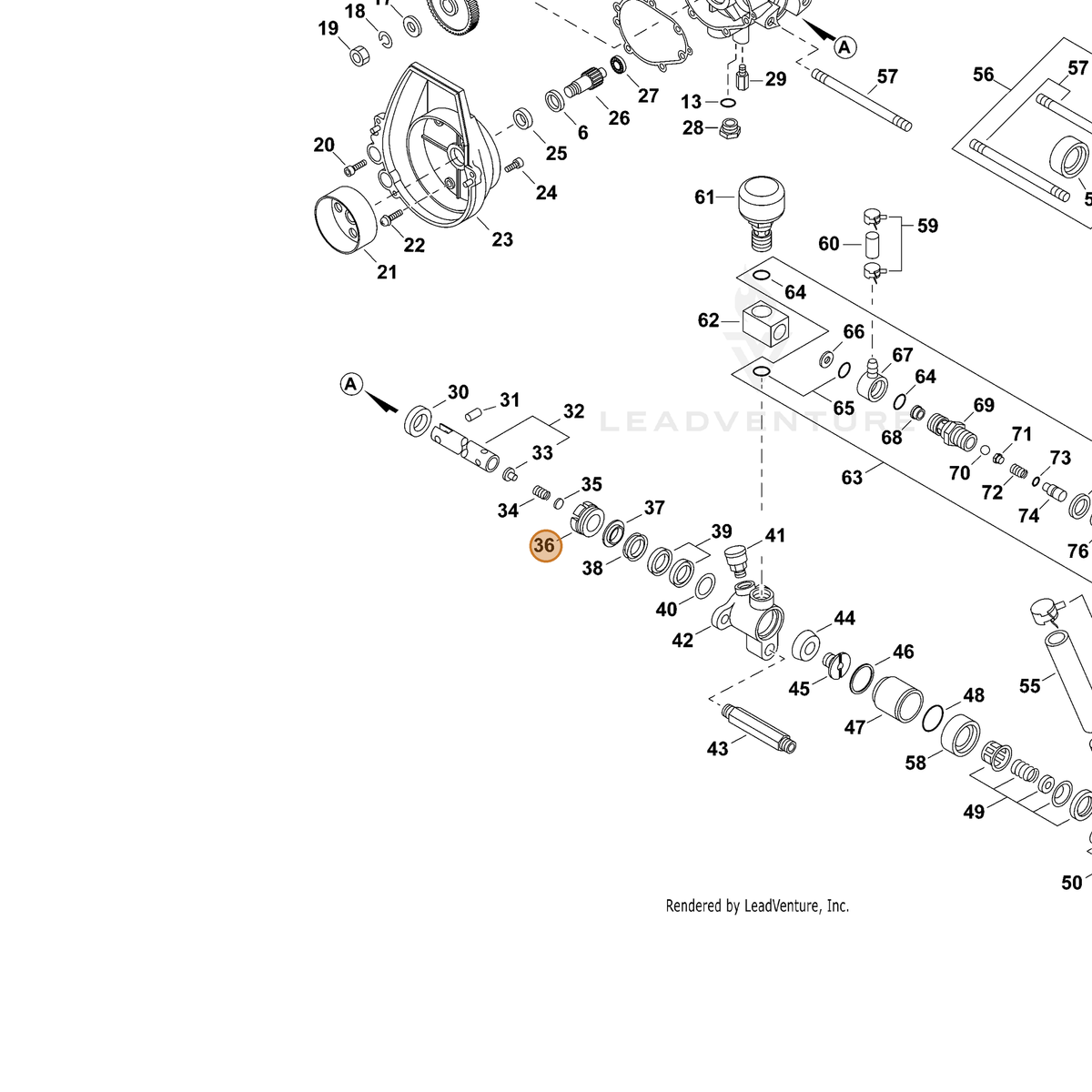 ECHO part 70602037620 — IPL diagram snippet (6x zoom, amber highlight)