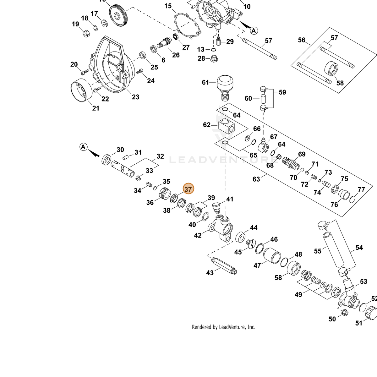 ECHO part 70602038720 — IPL diagram snippet (6x zoom, amber highlight)