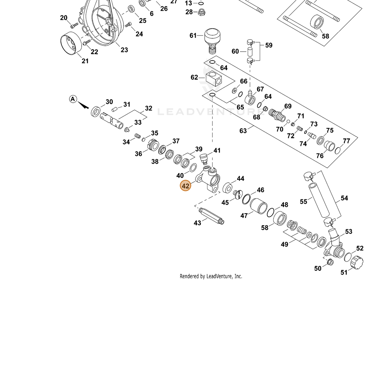 ECHO part 70602043421 — IPL diagram snippet (6x zoom, amber highlight)