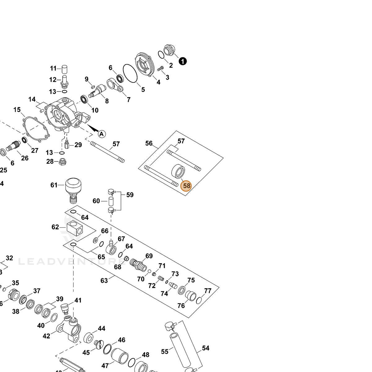 ECHO part 70602049821 — IPL diagram snippet (6x zoom, amber highlight)
