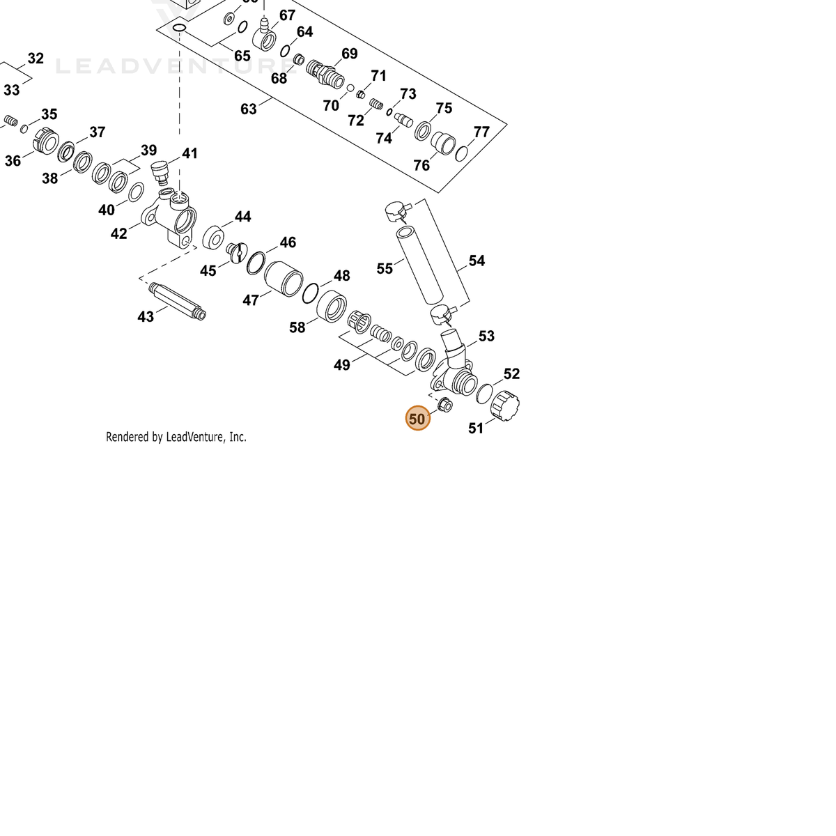 ECHO part 70602052950 — IPL diagram snippet (6x zoom, amber highlight)