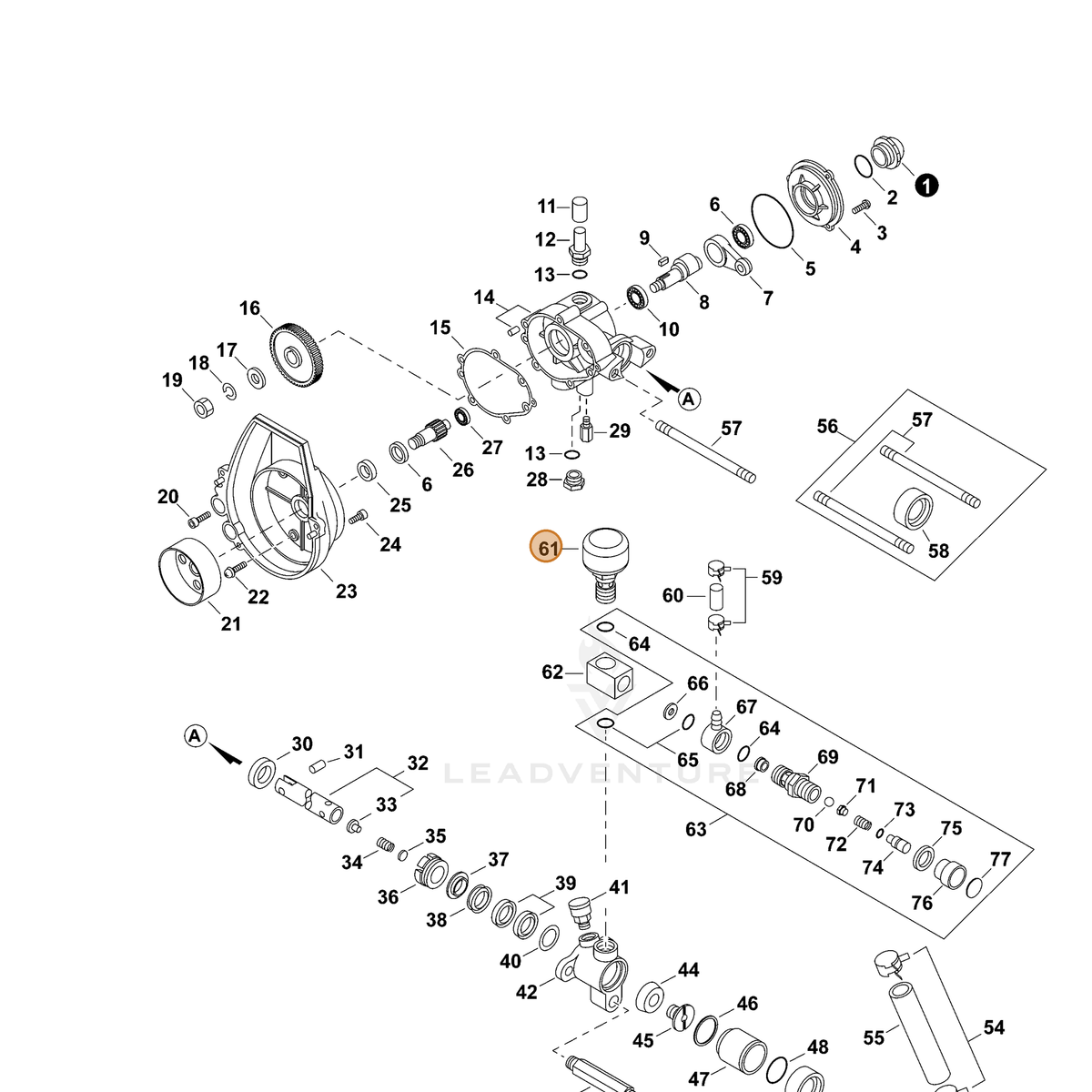 ECHO part 70602056411 — IPL diagram snippet (6x zoom, amber highlight)